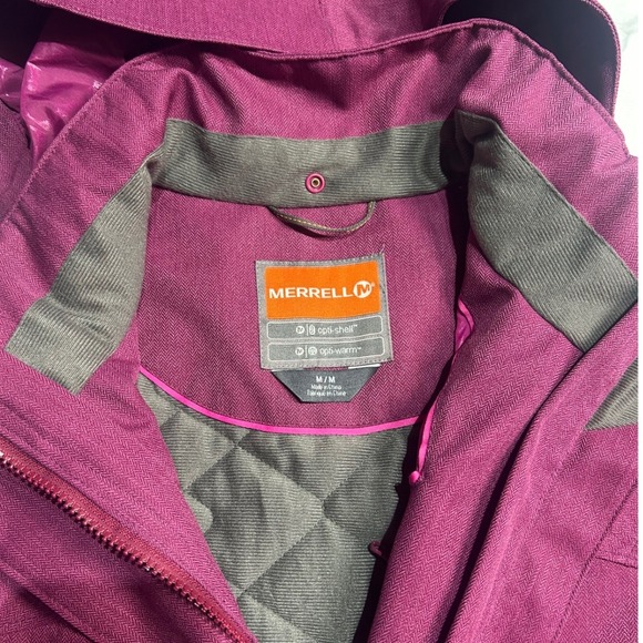 Merrell Womens Waterproof Hooded Rain Jacket Purple Opti Shell Opti Warm - Picture 2 of 9